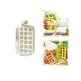 2025 Ice Cube Bottle with Lid and Bin, 2 in 1 Touch-Free Ice Cube, Tray Water Bottle, 500ML Freezer Water Bottle Ice Mold for Tea Coffee, Juice (White 800 ml + 18Grids)