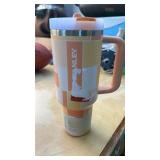 Stanley Quencher H2.0 FlowState 30 oz or 40 oz tumbler in a patterned design with the text \"MOMâ Engraved - Retail: $0