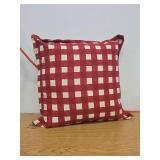Red and White Checkered Decorative Pillow 16\"x16\"