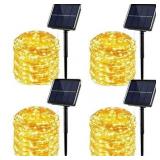 YEOLEH Solar String Lights 33FT 100LED Silver Wire Christmas Fairy Lights Waterproof Patio Light with 8 Modes for Garden Tree Decor 4 Pack Warm White
