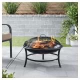 Mainstays 26  Round Iron Outdoor Wood Burning Fire Pit  Black