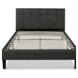 CSC-FSPB-NV-K  UPHOLSTERED SQUARE STITCHED PLATFORM BED WITH WOODEN SLATS KING SIZE - Retail: $350