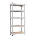 Yaheetech Storage Shelves 5 Tier Garage Shelving Heavy Duty Garage Shelves Adjustable Metal Shelving Unit Utility Rack Industrial Shelving for Warehouse Pantry Closet, 27.5" W x 12" D x 60" H, Silver