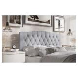 ChaletPosh Silver Grey Queen Velvet Upholstered Headboard - Retail: $97