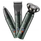 Head Shavers for Bald Men, 3 In 1 Washable Electric Shaver For Men Grooming Beard Hair Trimmer Facial Electric Razor USB Rechargeable Shaving Machine Wet Dry - Retail: $80