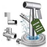 Handheld Bidet Sprayer for Toilet, Stainless Steel Bathroom Personal Hygiene Bidet Sprayer Set, Baby Cloth Diaper Sprayer with Adjustable Water Pressure Control, Perfect for Whole Family Cleaning Use