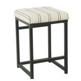 24\ Open Back Counter Height Barstool Black and White Stripe - HomePop: Upholstered Polyester, Plywood Frame - Retail: $120"