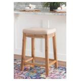 Natural Wood Counter Stool with Upholstered Seat - Retail: $89