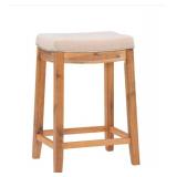 Natural Wood Counter Stool with Upholstered Seat - Retail: $89