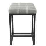 Open Back Counter Height Bar Stool Charcoal Plaid - HomePop - Retail: $100
