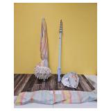 Pastel Striped Beach Umbrella with Fringe