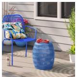 Modern Blue Metal Garden Stool