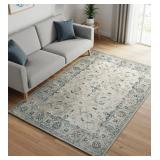 Traditional Oriental Pattern Area Rug in Light Gray and Blue - Retail: $199