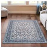 Persian Style Blue and White Floral Area Rug - Retail: $125