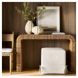 Lynwood Slipcover Cube Ottoman with Tie Details Cream - Thresholdâ¢ designed w/Studio McGee - Retail: $233