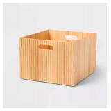 Modern Wooden Storage Box with Ribbed Design - Retail: $35
