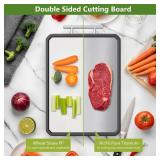 Titanium Cutting Boards for Kitchen, Large 16x11 Inch Pure Titanium and Wheat Straw PP Double Sided Chopping Board, Dishwasher Safe, Easy to Clean
