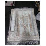 Yalikop Farmhouse Tiered Tray Stand - Wooden Rustic 2 Tier Rectangular Tray Serving Stand for House Kitchen Cake(White)