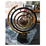 Homary Modern Abstract Art Decoration Metal Globe Ornament Sculpture Decor with Rectangle Stand Black & Gold