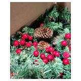 Christmas Tree 30 inch Prelit 2 Set Pathway Porch Christmas Trees Pre-Light LED Battery Operated Outdoor Xmas Decor for Entrance Driveway, Yard, Garden, Red Berries, Pine Cones