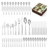 KINGSTONE Silverware Set for 12, 18/10 Stainless Steel Flatware Set, Mirror Finish Cutlery Set Dishwasher Safe for Home, Restaurant, Wedding, Party