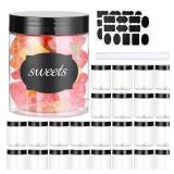 Dabacc 8 OZ Plastic Jars with Lids, 24 Pack Clear Plastic Slime Containers for Kitchen and Household Food Storage of Dry Goods, Creams and More, BPA Free