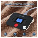 Westinghouse Electric Blanket Queen Size, Soft Plush Sherpa Heated Blanket with 10 Heating Levels & 1-12 Hours Auto-Off, Machine Washable, 84x90 inches, Camel