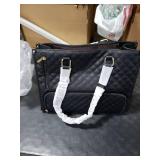 LOVEVOOK Lunch Tote Bag for Women, 15.6 Inch Laptop Bag with Insulated Lunch Compartment, Quilted Large Capacity Computer Handbag with Purse for Business, Work, Nurse, Office, Collage, Casual, Black