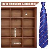 Wesiti Tie Box Organizer Wall Mounted Tie Rack with 16 Compartments Bamboo Belt Holder for Men Scarf Necktie Home Wall Closet(Dark Brown Color,2 Piece)