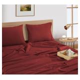 LANE LINEN Cotton Flannel Sheets King Size - Brushed for Extra Softness - Lightweight King Size 100% Cotton Sheets Set - Warm & Cozy Flannel Winter Bed Sheets, 15 Deep Pocket - Rust Red