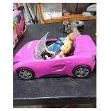 Liberty Imports Doll-Sized Convertible Car for Dolls 2-Seater Pink Vehicle with Rolling Wheels, Seat Belts w/ Two 11.5 Dolls Included