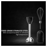 OVENTE Immersion Hand Blender, 300W Electric Handheld Portable Stick Mixer Set with 2 Mixing Speed, Stainless Steel Blades, Egg Whisk Attachment, Mixing Beaker and BPA-Free Food Chopper, Black HS565B 