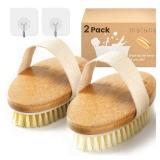 Metene Dry Brushing Body Brush with Soft and Stiff Natural Bristles, Body Exfoliating/Massage Scrub Brush for Cellulite and Lymphatic, Improve Your Circulation, 2 Pack