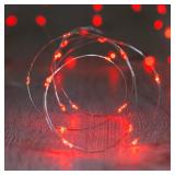 XINKAITE String Lights, 10FT/3M Red LED, Waterproof, Indoor/Outdoor, Battery Operated, 30 Super Bright Bulbs, Perfect for Holidays & Parties