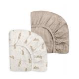 Crib Sheets for Baby Boy Girl 2 Pack, Fitted Crib Mattress Sheet 28 x 52, Muslin Toddler Bedding with Neutral Style, Nursery Bedding Essentials (Hopping Bunnies & Beige)