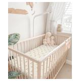 Crib Sheets for Baby Boy Girl 2 Pack, Fitted Crib Mattress Sheet 28 x 52, Muslin Toddler Bedding with Neutral Style, Nursery Bedding Essentials (Hopping Bunnies & Beige)