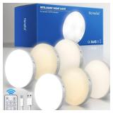 Homelist Motion Sensor Lights Indoor with Remote Control, 6 Pack Closet Night Lights Battery Operated Stick on Under Cabinet Lighting, 3 Color Temps Rechargeable Puck Lights for Kitchen Stair Hallway