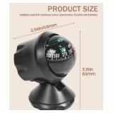 bylikeho Car Compass,Compass for Car,Car Accessories Automotive Compass Ball,Car Compass Ball with Bottom Stick,Dash Mount Adjustable Compass Ball for Boat Car Truck Marine Caravan to Find Direction
