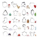 Christmas Cookie Cutters Set,20PCS Mini Christmas Cookie Cutters Stainless Steel Gingerbread Man Tree Snowflake Candy Cane Santa Snowman Reindeer and More