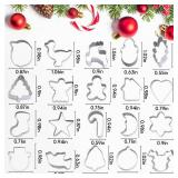 Christmas Cookie Cutters Set,20PCS Mini Christmas Cookie Cutters Stainless Steel Gingerbread Man Tree Snowflake Candy Cane Santa Snowman Reindeer and More