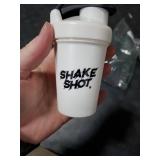 Shake Shot - White - 4oz Mini Shaker Bottle for Pre Workout, Creatine, Small Scoop Supplements (Not for Protein) Clip & Shaker Ball