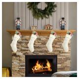 Kunyida Pack 4,18 Unique Ivory White Knit Christmas Stockings Style3
