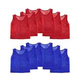 Super Z Outlet 12 Pinnies Scrimmage Vests Team Practice Jersey for Child Youth Teen Lightweight (Red/Blue)