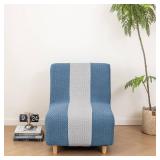Lavish Cover Stretchy Jacquard Armless Chair Slipcover Accent Chair Cover for Living Room Chairs and Slipper Chairs(Blue+LightGrey, Jacquard)