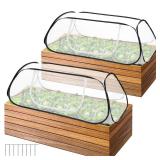 2 Pcs Pop Up Garden Rows Plants Cover, 45 x 22 x 16 Raised Garden Beds Vegetable Rows Plant Protector, Insect Bird Barrier Plant Net Cage with Stakes for Protecting Seedlings Fruits Vegetable Row