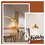 SoodMi Plug in Pendant Light, 15FT Hanging Lights, On/Off Switch, Industrial Pendant Light with Plug in Cord, Metal Hanging Lamps for Living Room, Kitchen, Dining Room Gold