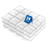 Hudgan 24 Pcs Small Drawer Organizer BinsSet, Stackable Drawer Divider Trays for Makeup Vanity, Bathroom, Office Desk, Straight Sides Tray Perfect for Craft Supplies, Cosmetics