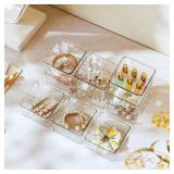 Hudgan 24 Pcs Small Drawer Organizer BinsSet, Stackable Drawer Divider Trays for Makeup Vanity, Bathroom, Office Desk, Straight Sides Tray Perfect for Craft Supplies, Cosmetics