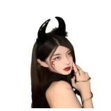 Soochat Devil Horns Headband Demon Horn Hair Hoop for Women Girls Halloween Cosplay Costume Accessories Black