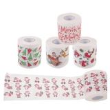 HEALLILY 5 Rolls Merry Christmas Toilet Paper Santa Claus Funny Gag Gift Christmas Tree Toilet Tissue for Stocking Stuffers Party Favors